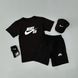 Мужской летний костюм Nike SB Футболка Шорты Кепка черный комплект Найк Will-N0011 фото 2