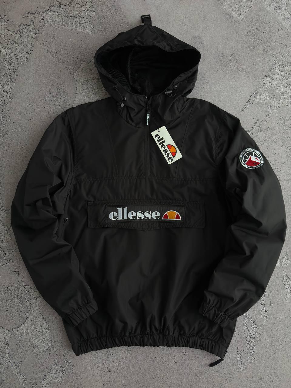 Мужской Анорак Ellesse черный Ветровка Элис с капюшоном