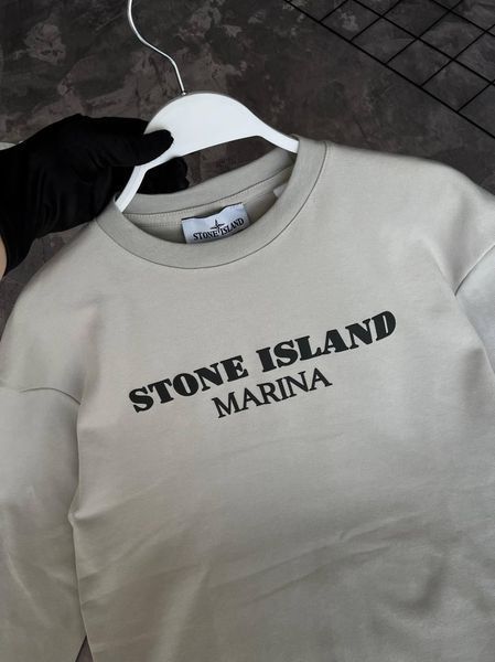 Чоловічий світшот Stone Island Marina бежевий Кофта без капюшона Стон Айленд Моло-760-81 фото
