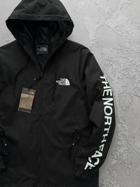 Чоловіча вітрівка The North Face з капюшоном чорна Куртка ТНФ весняна Хар-555 фото