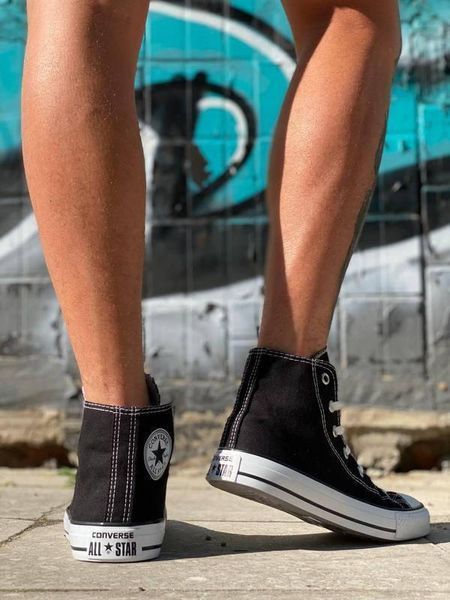 Мужские кеды Converse All Star высокие черные Кроссовки Конверсы Arm-KN1 (коп5) фото