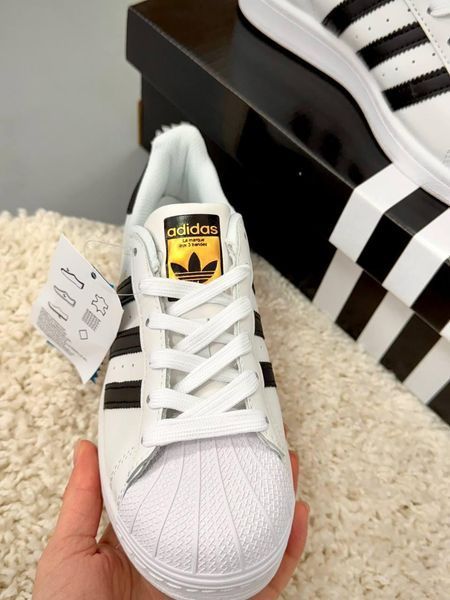 Женские кроссовки Adidas Superstar классические белые Адидас Суперстар Скри-SLP011104-ТБ фото