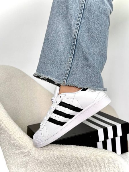 Женские кроссовки Adidas Superstar классические белые Адидас Суперстар Скри-SLP011104-ТБ фото