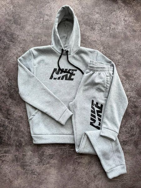 Чоловічий зимовий спортивний костюм сірий Nike Комплект Найк Худі Штани з капюшоном Pav-38 фото