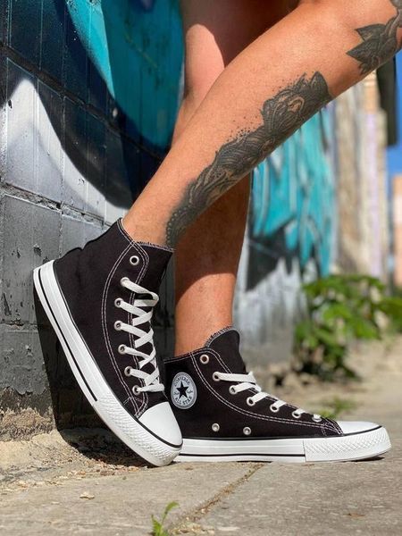 Мужские кеды Converse All Star высокие черные Кроссовки Конверсы Arm-KN1 (коп5) фото