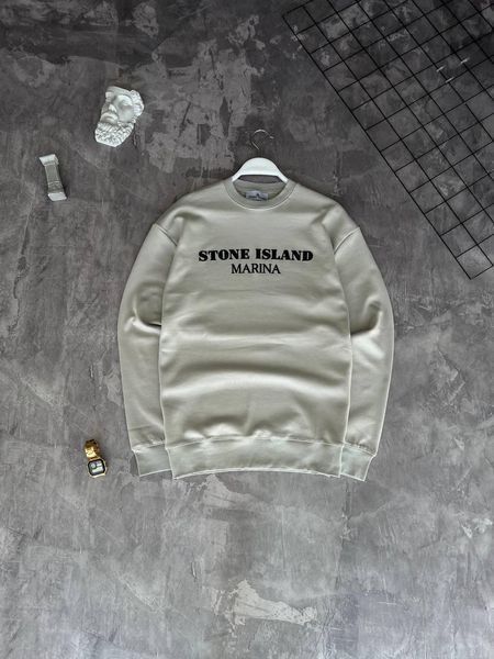 Чоловічий світшот Stone Island Marina бежевий Кофта без капюшона Стон Айленд Моло-760-81 фото