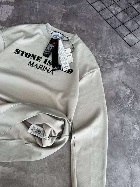 Чоловічий світшот Stone Island Marina бежевий Кофта без капюшона Стон Айленд Моло-760-81 фото