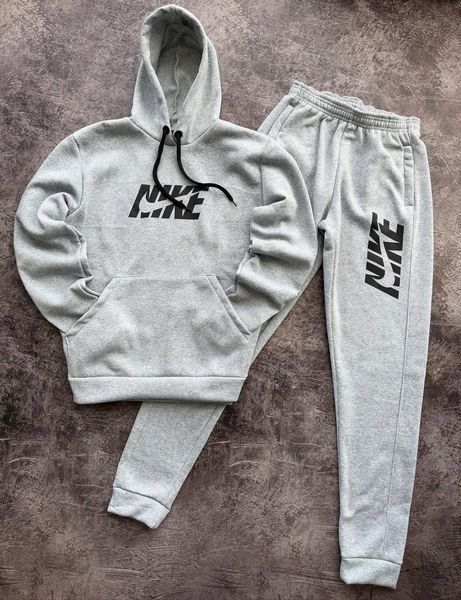 Чоловічий зимовий спортивний костюм сірий Nike Комплект Найк Худі Штани з капюшоном Pav-38 фото