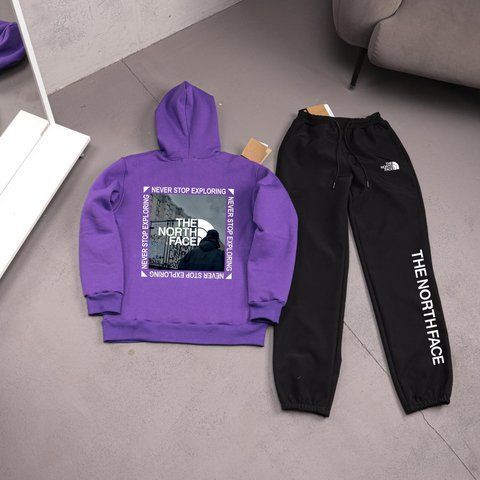 Мужской зимний спортивный костюм The North Face фиолетовый Комплект ТНФ Худи Штаны плащевка Ads-564 фото