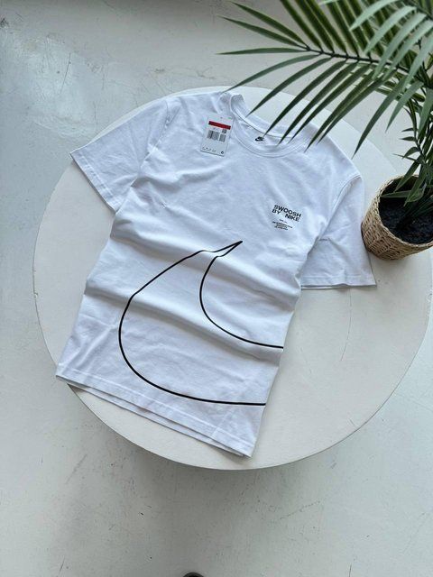 Мужская футболка Nike Big Swoosh белая хлопковая Тенниска Найк Биг Свуш Гла-79 фото