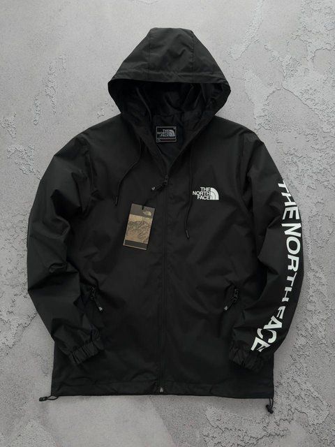 Мужская ветровка The North Face с капюшоном черная Куртка ТНФ весенняя Хар-555 фото