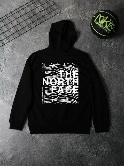 Мужское худи The North Face черное Кофта ТНФ с капюшоном Ads-177 фото