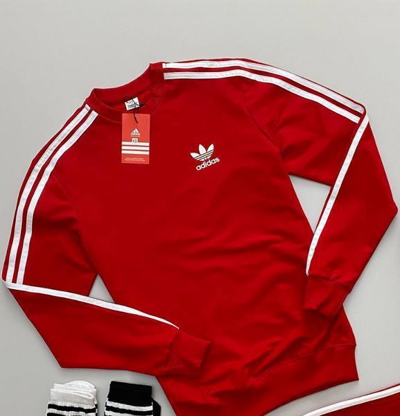 Чоловічий світшот Adidas з лампасами чорний Кофта Адідас без капюшона Pav-56 фото