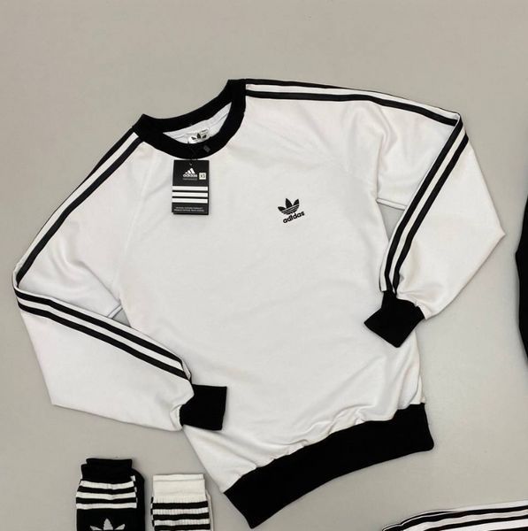 Чоловічий світшот Adidas з лампасами чорний Кофта Адідас без капюшона Pav-56 фото