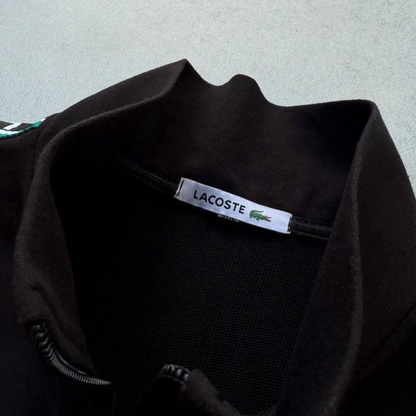 Чоловіча кофта Lacoste без капюшона чорна Олімпійка Лакоста з лампасами Хар-659 фото