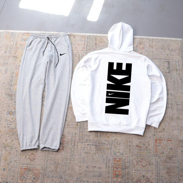 Мужской спортивный костюм Nike черно-белый с капюшоном Комплект Худи Штаны Найк Ads-391 фото