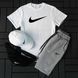 Чоловічий літній костюм Nike Футболка Шорти Кепка Барсетка білий із сірий комплект Найк Hot-141 фото 1