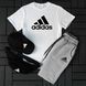 Мужской летний костюм Adidas Футболка Шорты Кепка Барсетка белый с черным Ow-126 фото 2