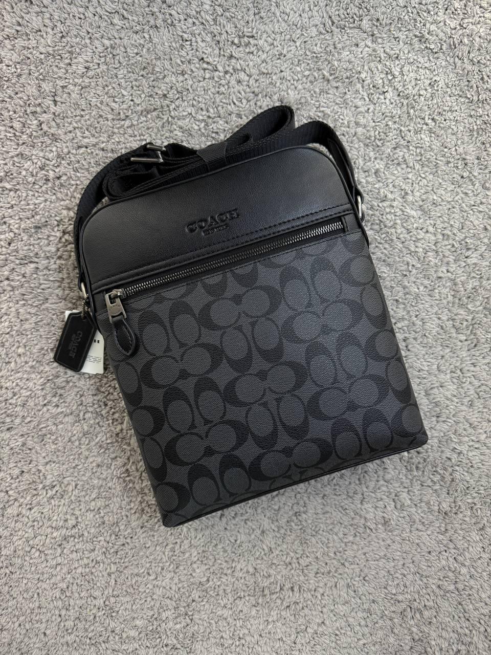 Сумка чоловіча Coach чорна Барсетка через плече Коач