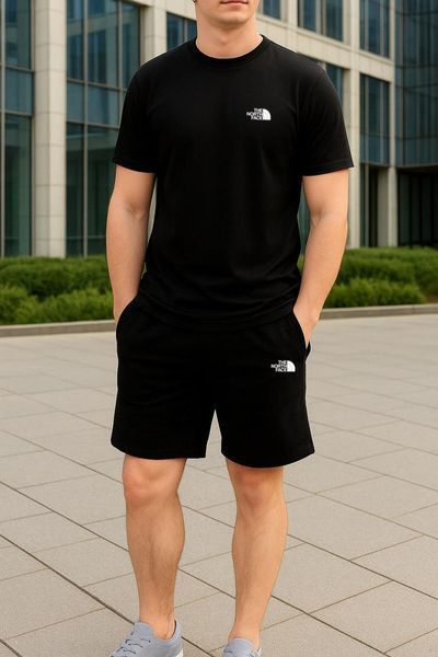 Чоловічий літній костюм The North Face Футболка Шорти чорно-білий Комплект ТНФ Rap-RD178/RD210 фото
