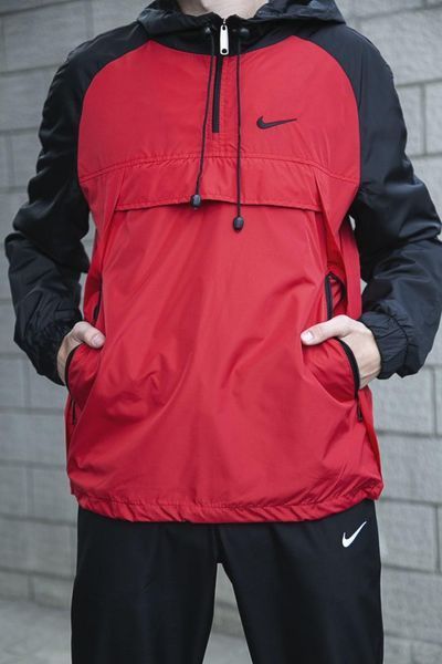 Мужской анорак Nike черный с красным Ветровка Найк весенняя осенняя Intr-1601038108 фото