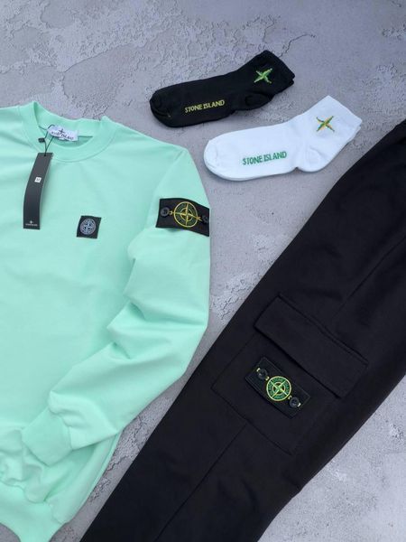 Чоловічий спортивний костюм Stone Island м'ятний Комплект Стон Айленд Світшот Штани Хар-585 фото