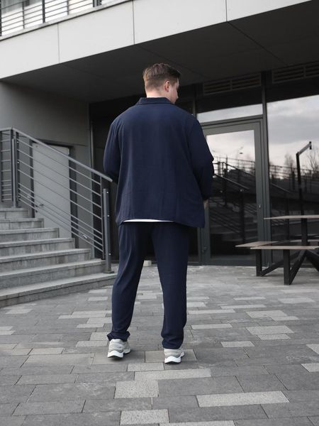 Чоловічий лляний костюм сорочка та штани синій Sane-rb19 фото