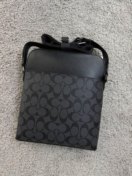 Сумка чоловіча Coach чорна Барсетка через плече Коач Cap-0151 фото