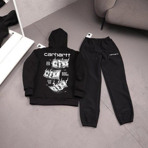 Мужской зимний спортивный костюм Carhartt черный Комплект Кархарт Худи Штаны плащевка Ads-549 фото