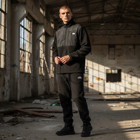 Мужской зимний спортивный костюм The North Face флисовый черный Комплект ТНФ плюшевый Will-Т0067 фото