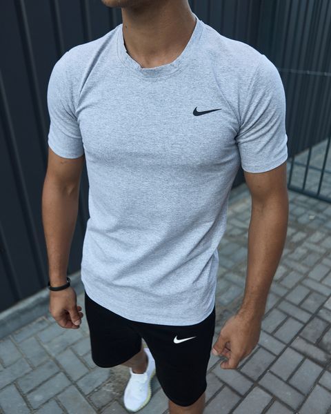 Мужской летний костюм Nike Футболка Шорты Барсетка серый Комплект Найк Intr-1587630626 фото
