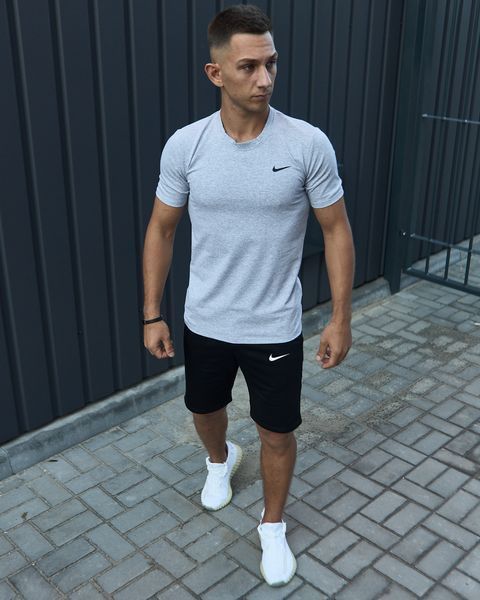 Мужской летний костюм Nike Футболка Шорты Барсетка серый Комплект Найк Intr-1587630626 фото