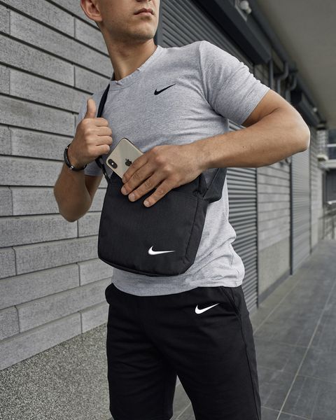 Мужской летний костюм Nike Футболка Шорты Барсетка серый Комплект Найк Intr-1587630626 фото