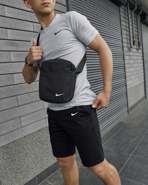 Мужской летний костюм Nike Футболка Шорты Барсетка серый Комплект Найк Intr-1587630626 фото