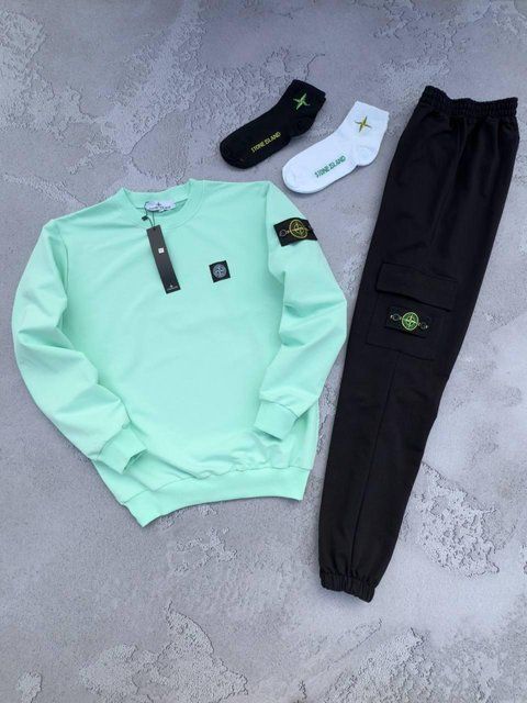 Мужской спортивный костюм Stone Island мятный Комплект Стон Айленд Свитшот Штаны Хар-585 фото