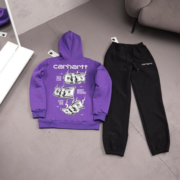 Чоловічий зимовий спортивний костюм Carhartt чорний Комплект Кархарт Худі Штани плащівка Ads-549 фото