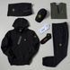 Чоловічий спортивний костюм Stone Island 7в1 чорний з хакі Набор Стон Айленд Костюм Футболка Шорти Кепка Хар-535 фото 1