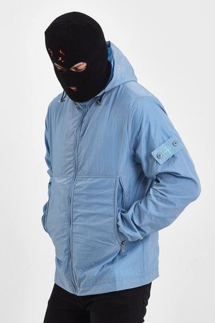 Мужская ветровка Stone Island с патчем голубая Куртка Стон Айленд из плащевки Моло-92-8 фото