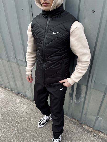 Чоловічий спортивний костюм Nike з плащової тканини чорний Комплект Найк Жилетка Штани Барсетка Intr-1620131159 фото