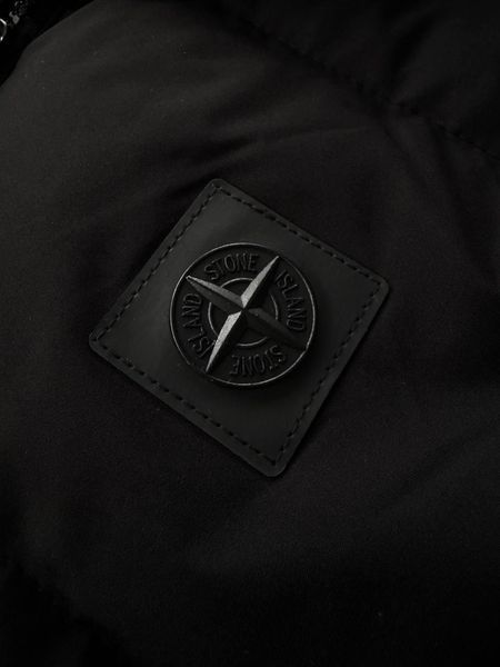 Чоловіча зимова куртка Stone Island чорна Пуховик Стон Айленд з капюшоном Хар-357 фото