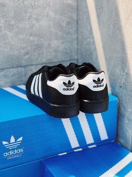 Мужские кроссовки Adidas Superstar Black Адидас суперстар черные классические Скр-SL010104-ТА фото