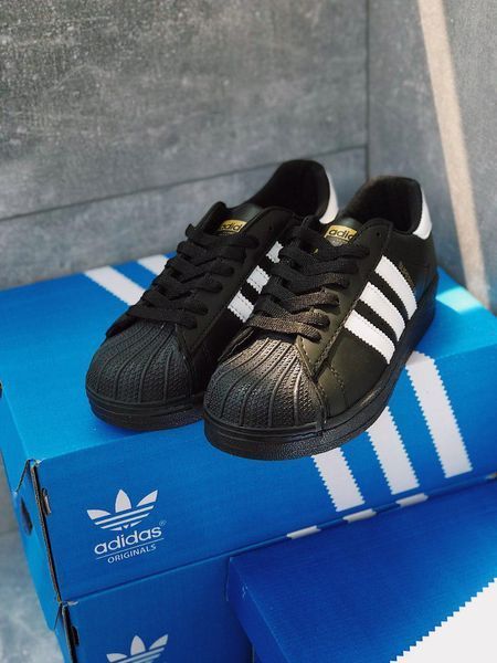 Мужские кроссовки Adidas Superstar Black Адидас суперстар черные классические Скр-SL010104-ТА фото
