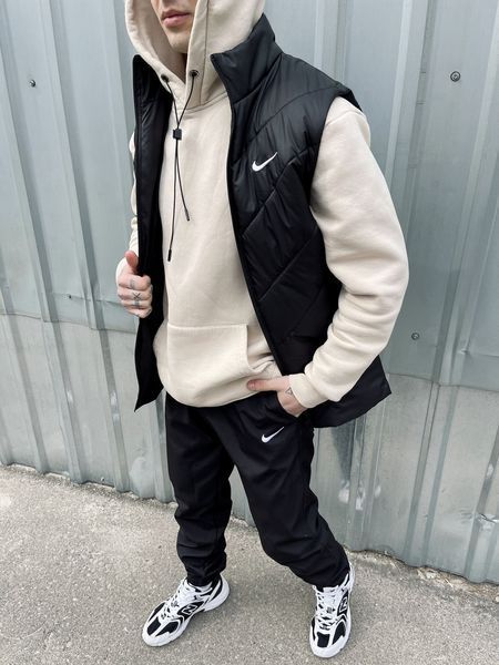 Чоловічий спортивний костюм Nike з плащової тканини чорний Комплект Найк Жилетка Штани Барсетка Intr-1620131159 фото