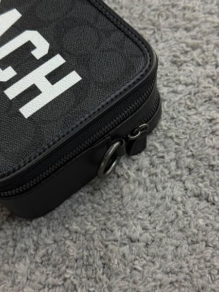 Сумка чоловіча Coach чорна Барсетка через плече Коач Cap-0158 фото