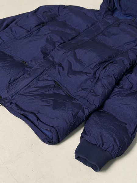 Мужская зимняя куртка Stone Island с патчем темно-синяя Пуховик Стон Айленд с капюшоном Slav-art3204 фото