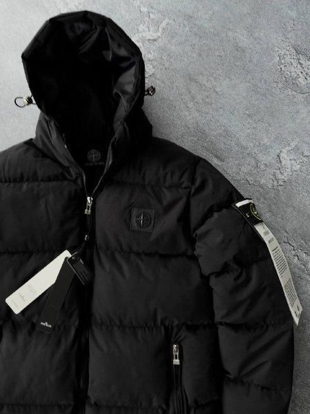 Чоловіча зимова куртка Stone Island чорна Пуховик Стон Айленд з капюшоном Хар-357 фото