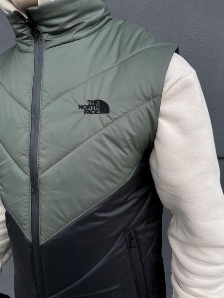 Мужская жилетка The North Face черная с хаки без капюшона Безрукавка ТНФ стеганная из плащевки Intr-1620136077 фото