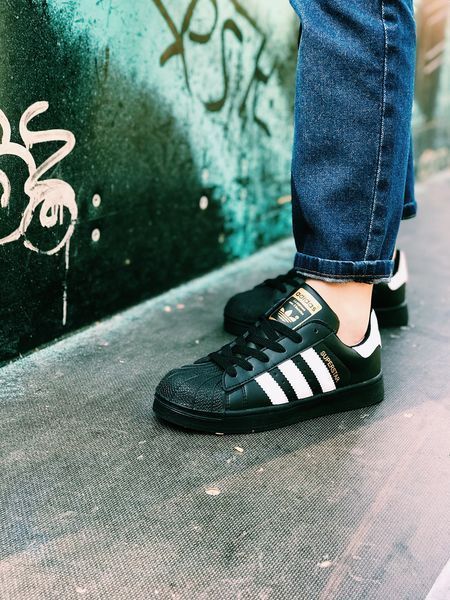 Мужские кроссовки Adidas Superstar Black Адидас суперстар черные классические Скр-SL010104-ТА фото