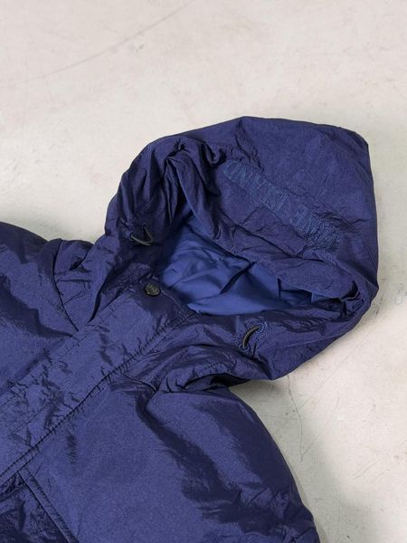 Мужская зимняя куртка Stone Island с патчем темно-синяя Пуховик Стон Айленд с капюшоном Slav-art3204 фото