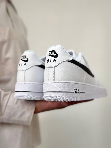 Мужские кроссовки Nike Air Force белые с черным Найк Аир Форс кожаные Скри-FL051203-ТА фото
